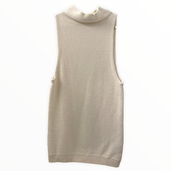 Free People Dresses & Skirts - Free People Sleeveless Ribbed Cowl Neck Cream Sweater Tunic Dress Low Armpits S